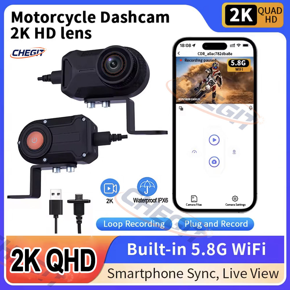 Mountain Biking Videos - Мотоциклетный видеорегистратор 2K HD с Wi-Fi,